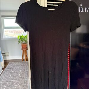 Black Ribbed Short Sleeve Dress